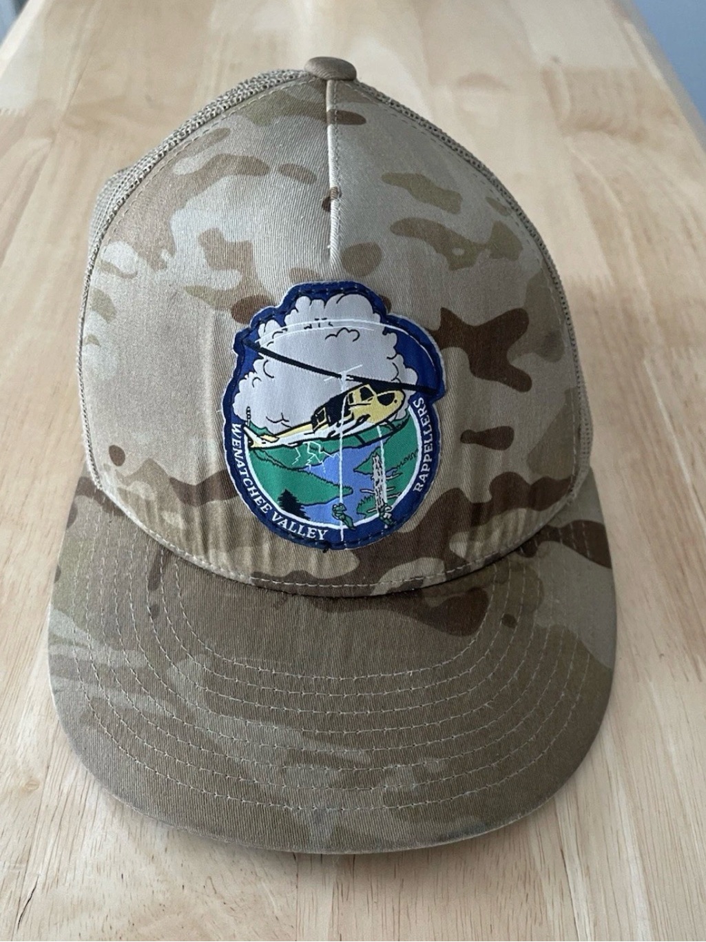 Vintage Camo Hat With Wenatchee Valley Rappellers Patch